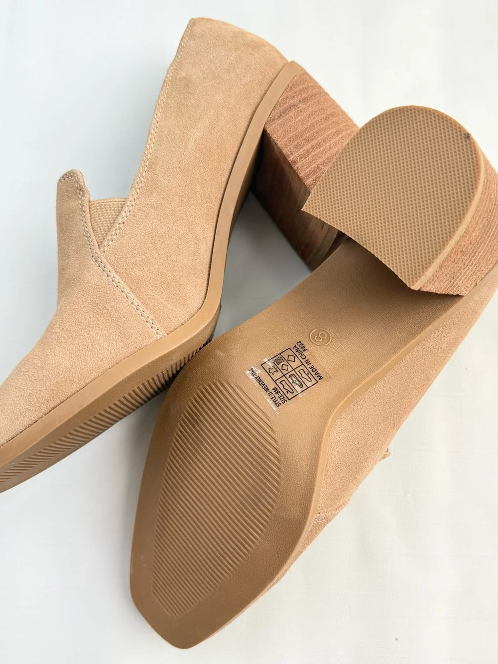 JOIE Wevenly Tan Suede Block Heel Loafer Pumps Size 8